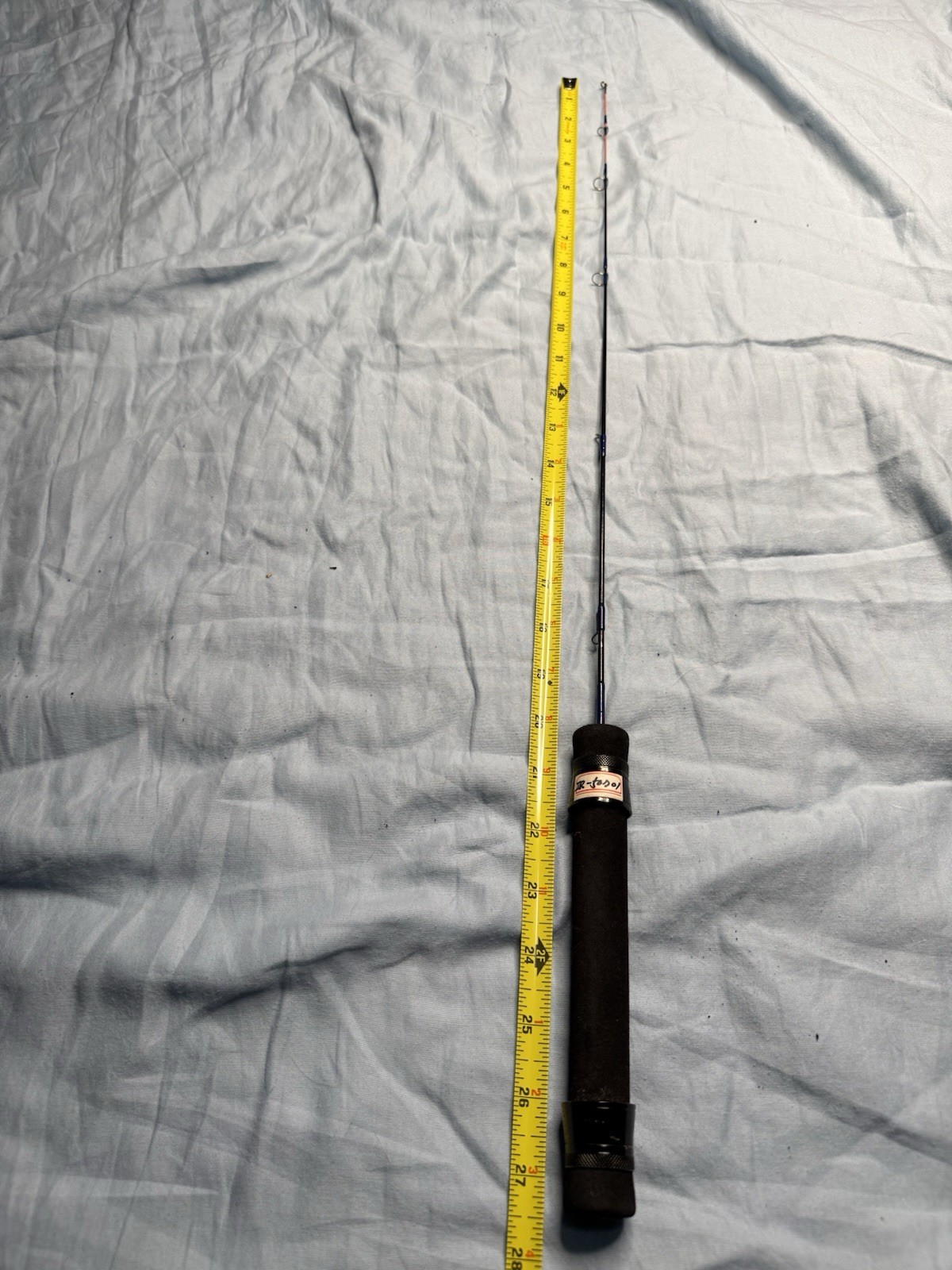 Custom Short Ultralight Spinning/Ice Rod 27″ Foam Grip Blue Orange Guides