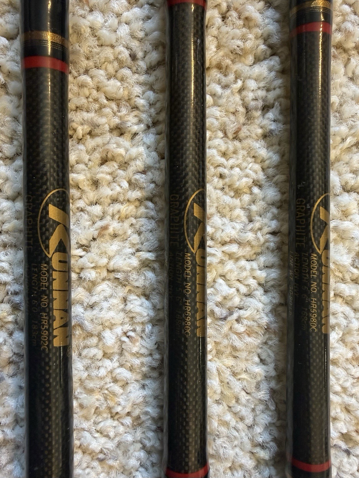 Lot of (3) Kunnan HOT RAIL Conventional Saltwater Fishing Rods, “NICE”… L@@K!!!