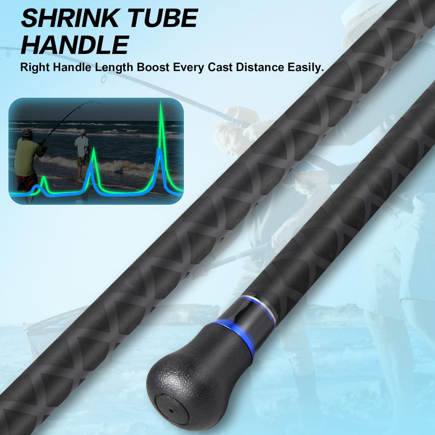 Sougayilang Surf Fishing Rod Portable Travel MH/H Surf Spinning Rod 4 Piece Carb