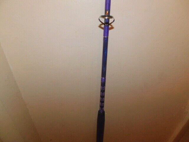CUSTOM SPINNING ROD PURPLE PEARL SPARKLE MARBLE 10-25 LB 7′ SPECIAL GRIPS NEW