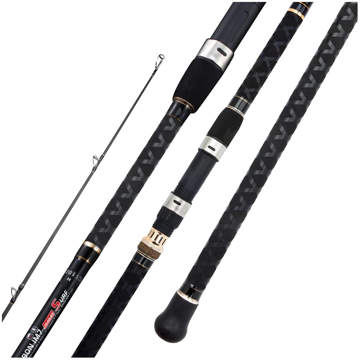 Professional Graphite Surf Spinning Rod – Comfortable Rubber Grip, 9 to 12 Feet
