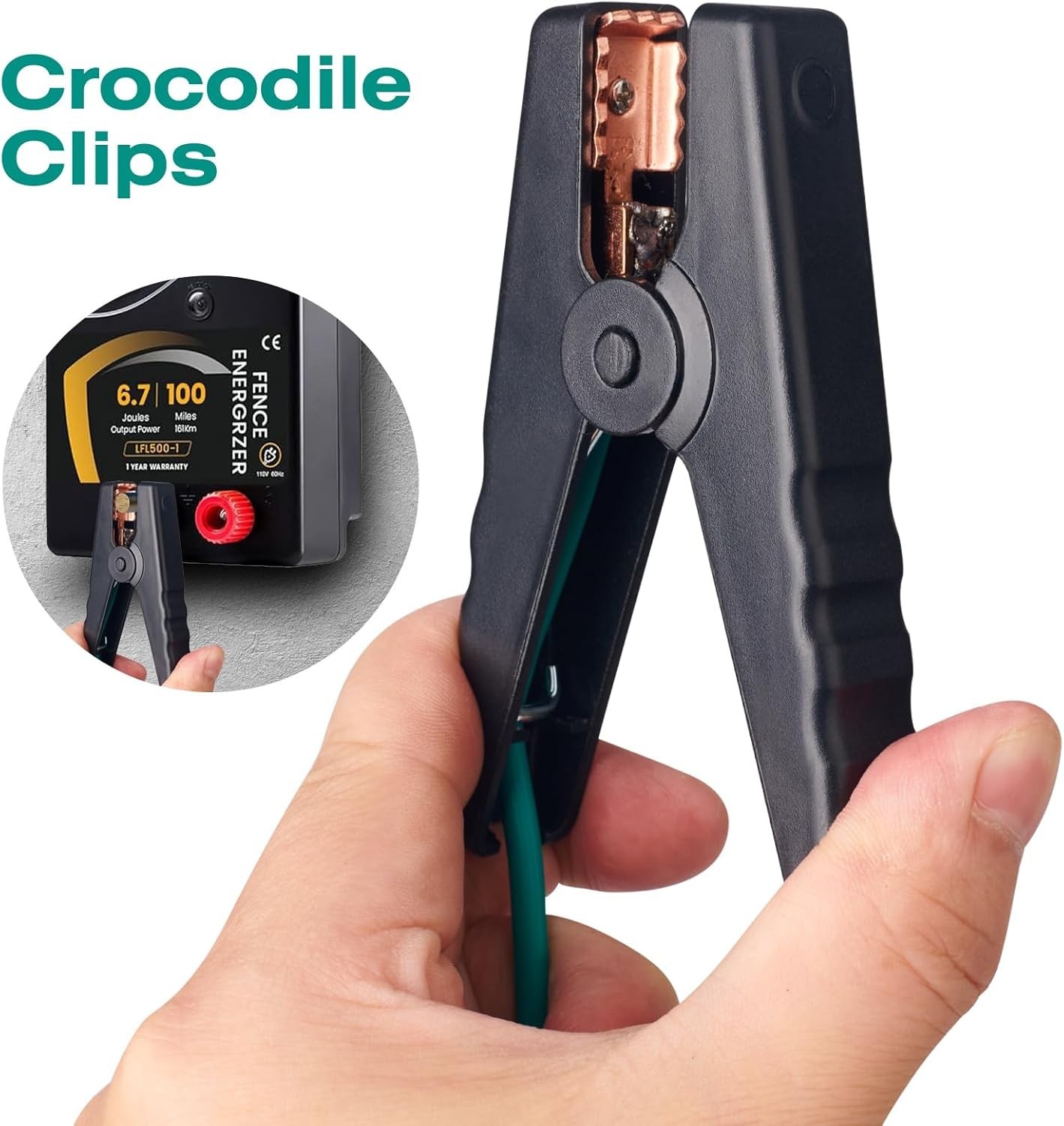 Set of 2 Portable Ground Rods with 4ft Listed Grounding Wire & Crocodile Clip