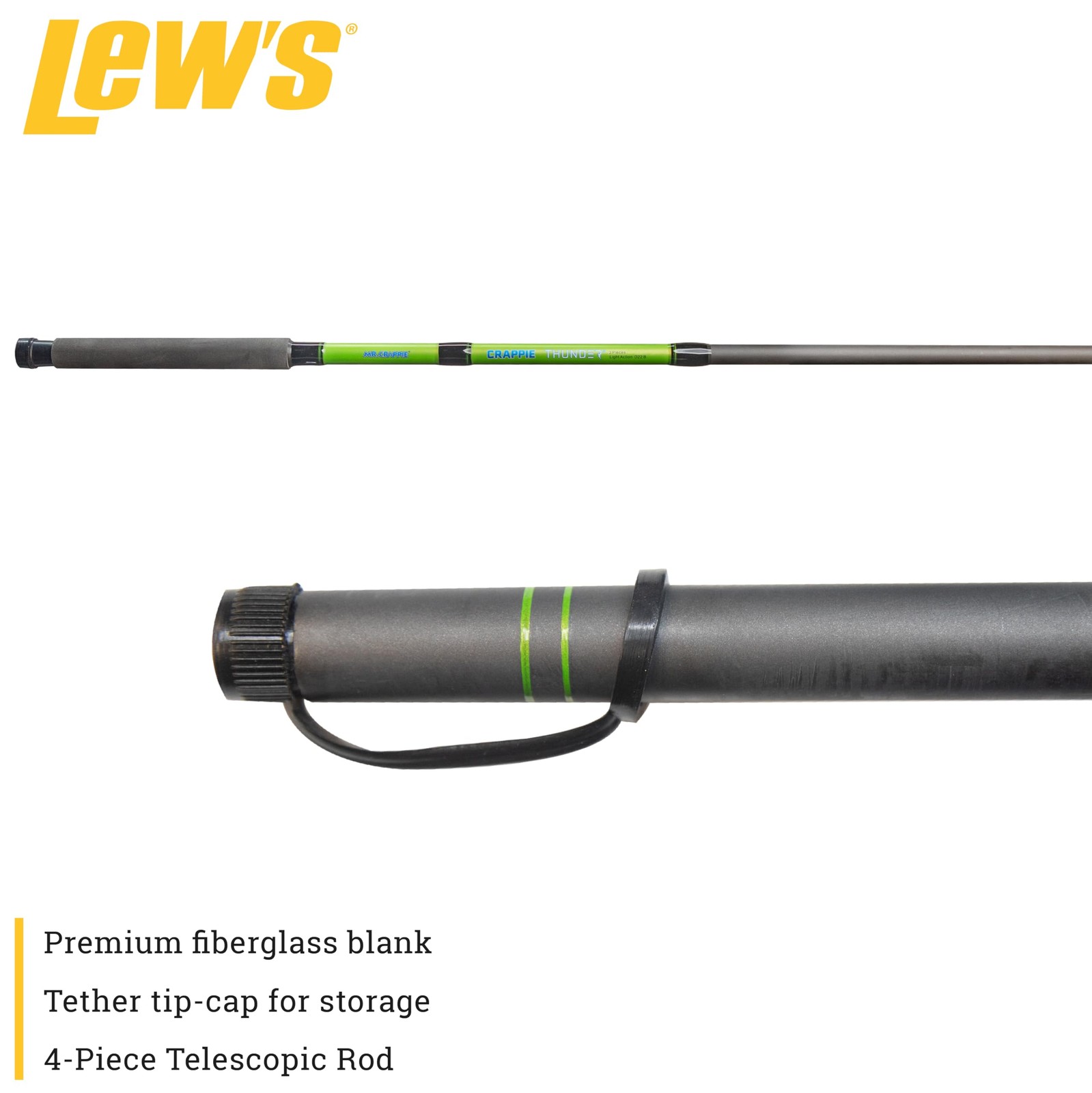 Lew’S Lews Crappie Thunder Telescopic Rod 12-Foot 4-Piece Fishing Rod Light