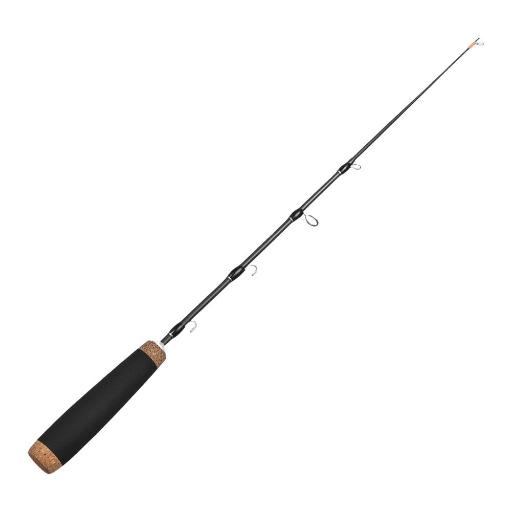 Wooden Grip Ice Fishing Rod Two Section Carbon 50cm Telescopic With Line Buckle