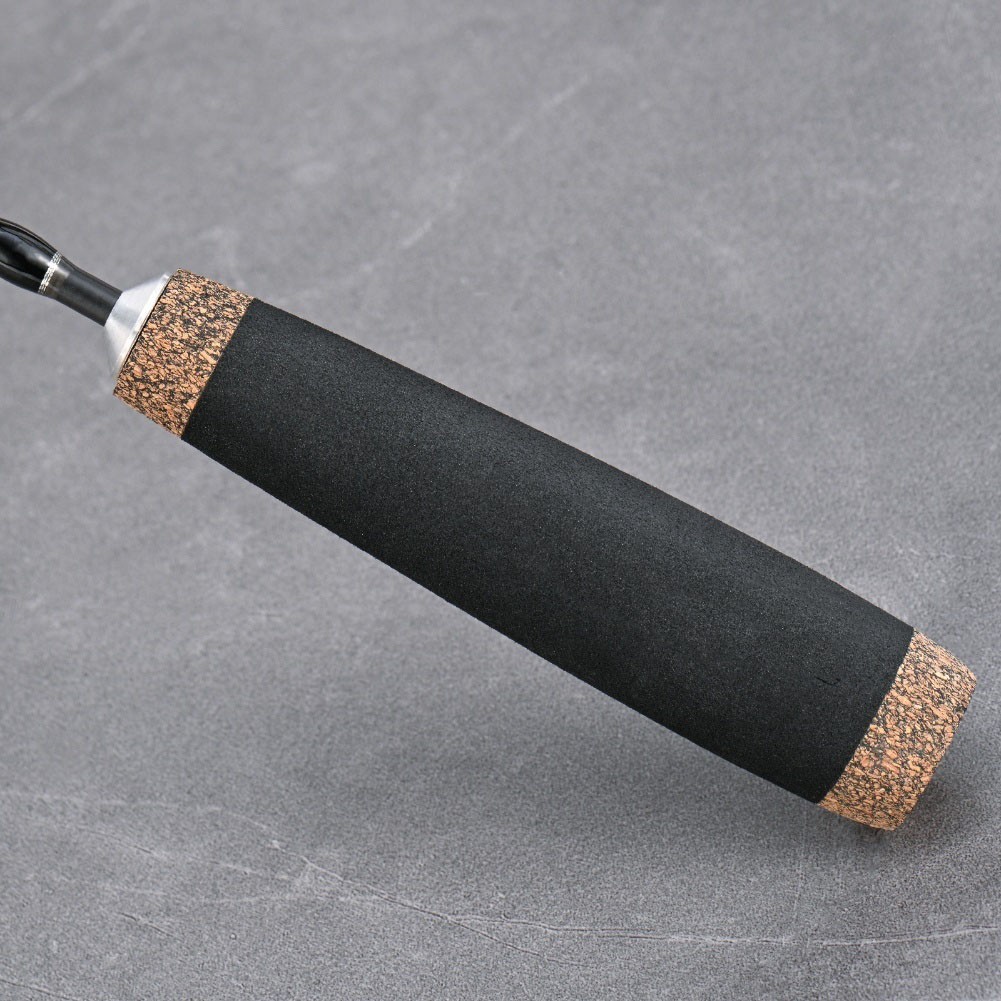 Wooden Grip Ice Fishing Rod Two Section Carbon 50cm Telescopic With Line Buckle