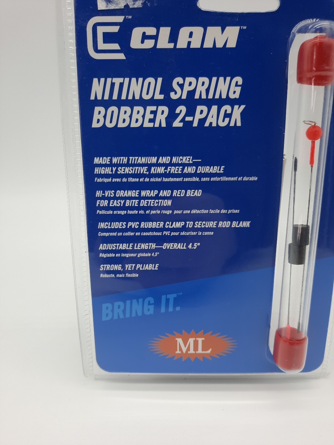 2 Pack New Clam Nitinol Spring Bobbers ML Rod 0400