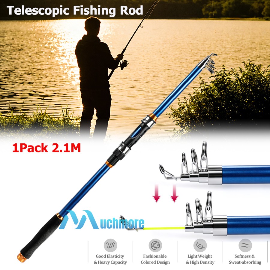 1/2X 2.1m 3.6m Portable Carbon Fiber Telescopic Fishing Rod Saltwater Freshwater