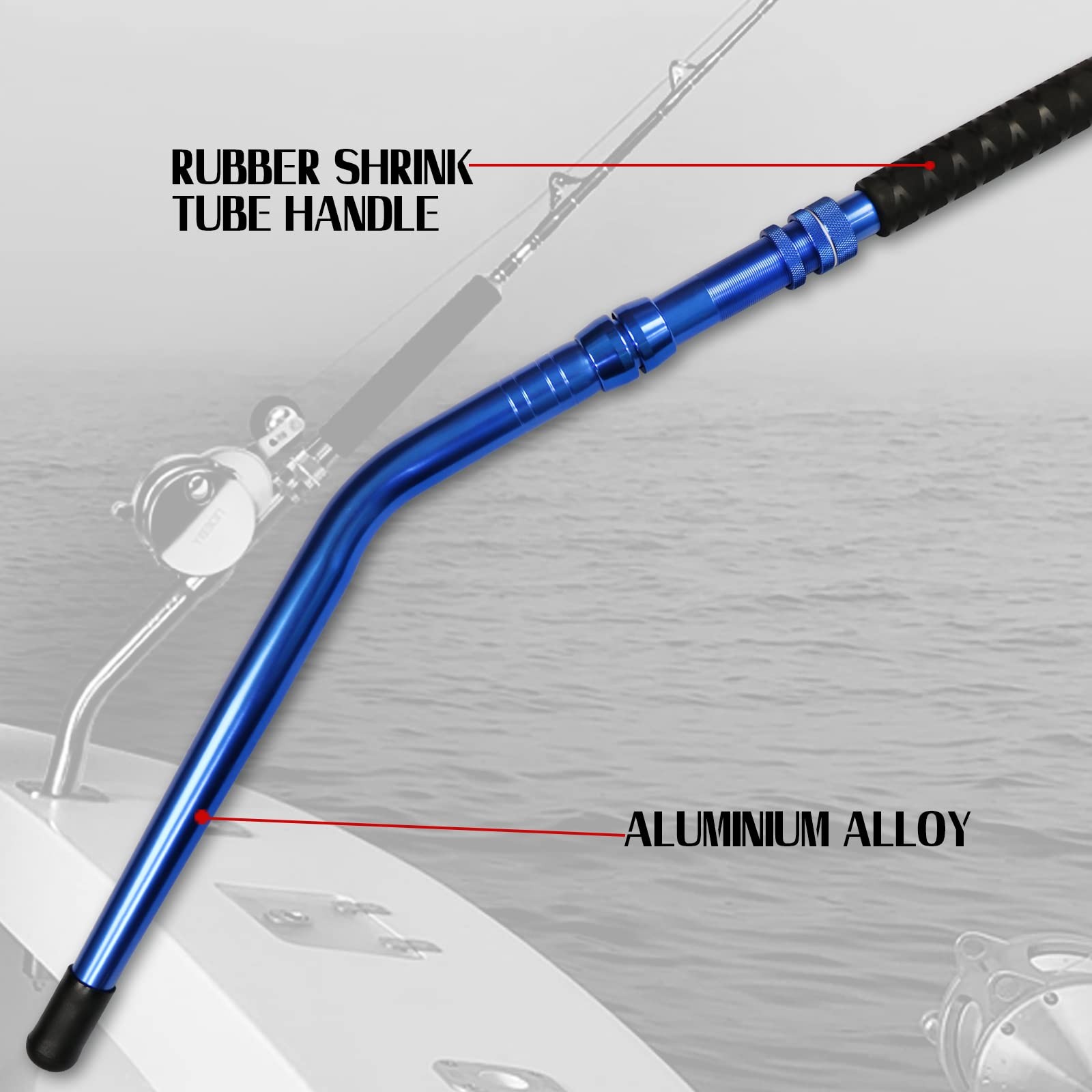 Fiblink Bent Butt Fishing Rod 2-Piece 51 Saltwater Trolling Rod Heavy Roller