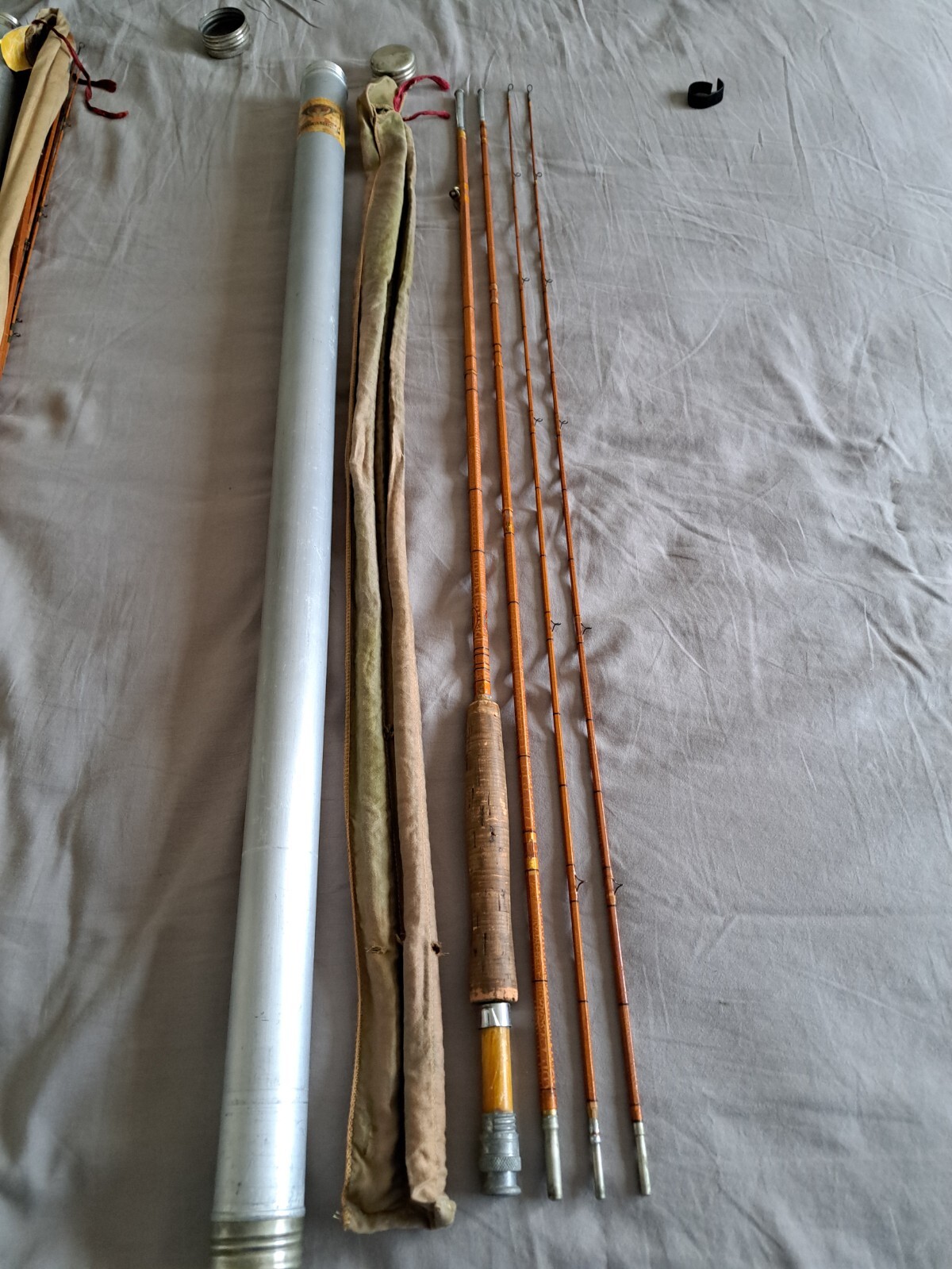 1930S USA DESIRABLE FLY ROD SOUTHBEND CROSS DOUBLEBUILT TUBE & ORIGINAL SOCK