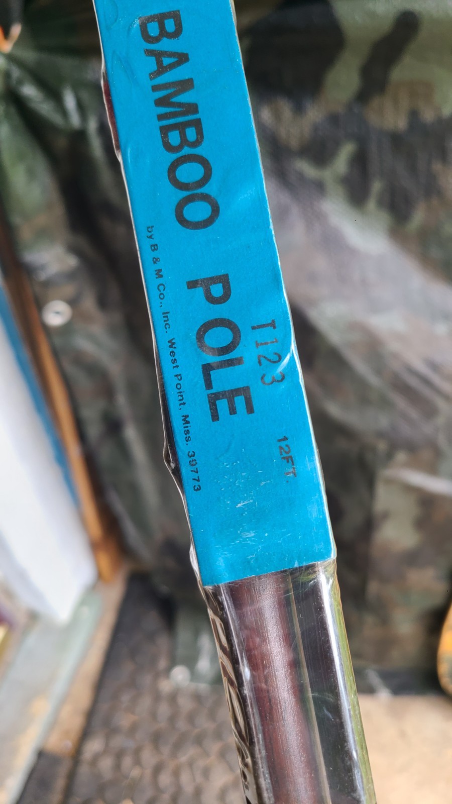 Vintage B & M 12′ Bamboo Pole. T123. West Point Miss. NOS Fishing NOS