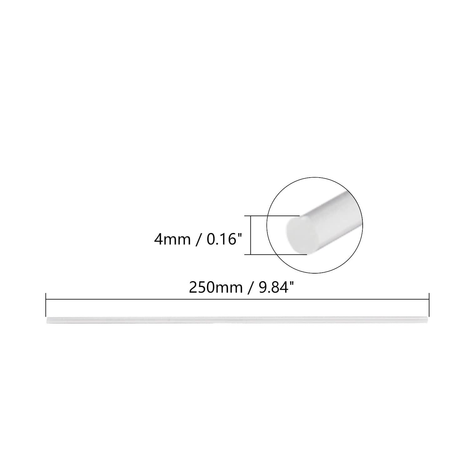 8 PCS 4mm Diameter 250mm Height Clear Acrylic Round Rod PMMA Bar for DIY