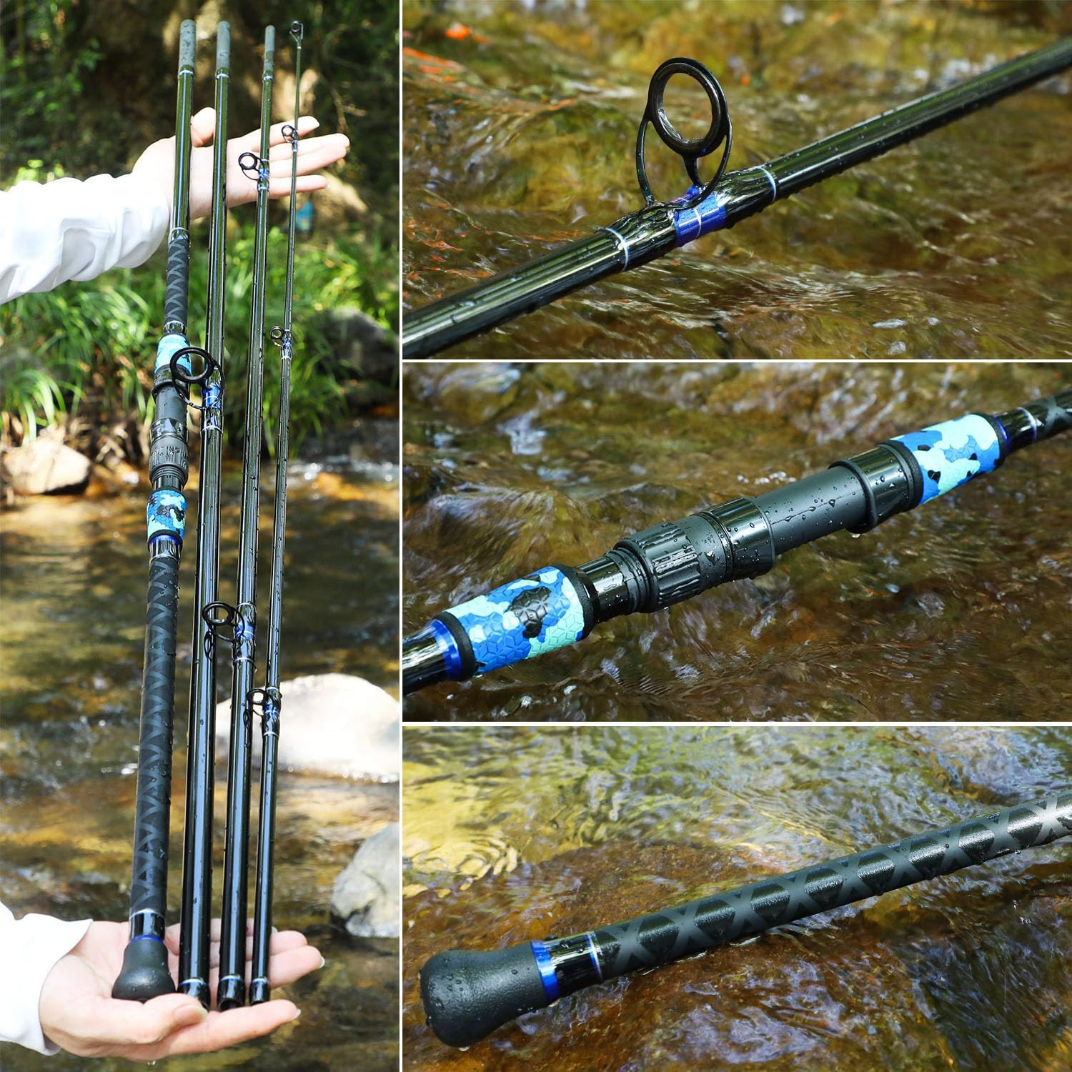 Sougayilang Surf Fishing Rod Portable Travel MH/H Surf Spinning Rod 4 Piece Carb
