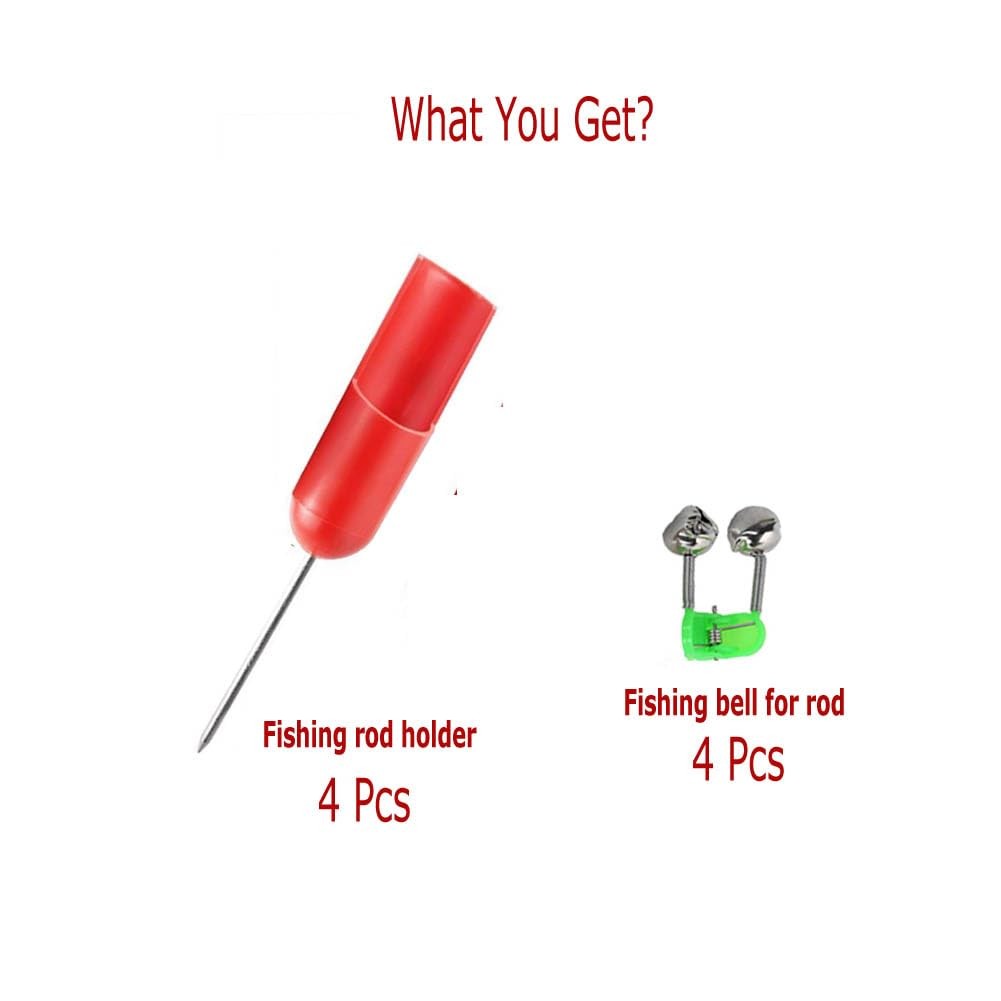 FASPLORE 4-Pack Fishing Pole Holders Ground, Rod Holder, Medium, red