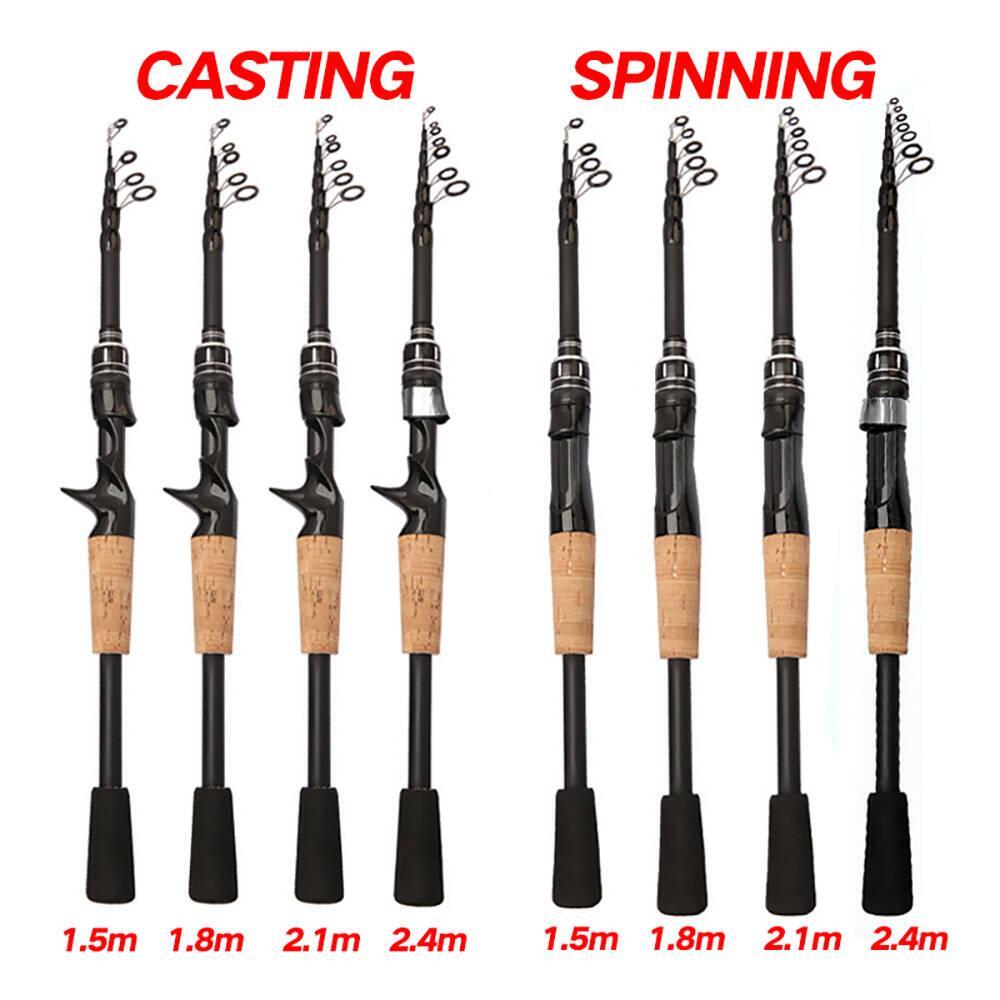 Ultra-Light Fishing Rod Carbon Fiber Spinning Casting Pole Handle Telescopic Sea