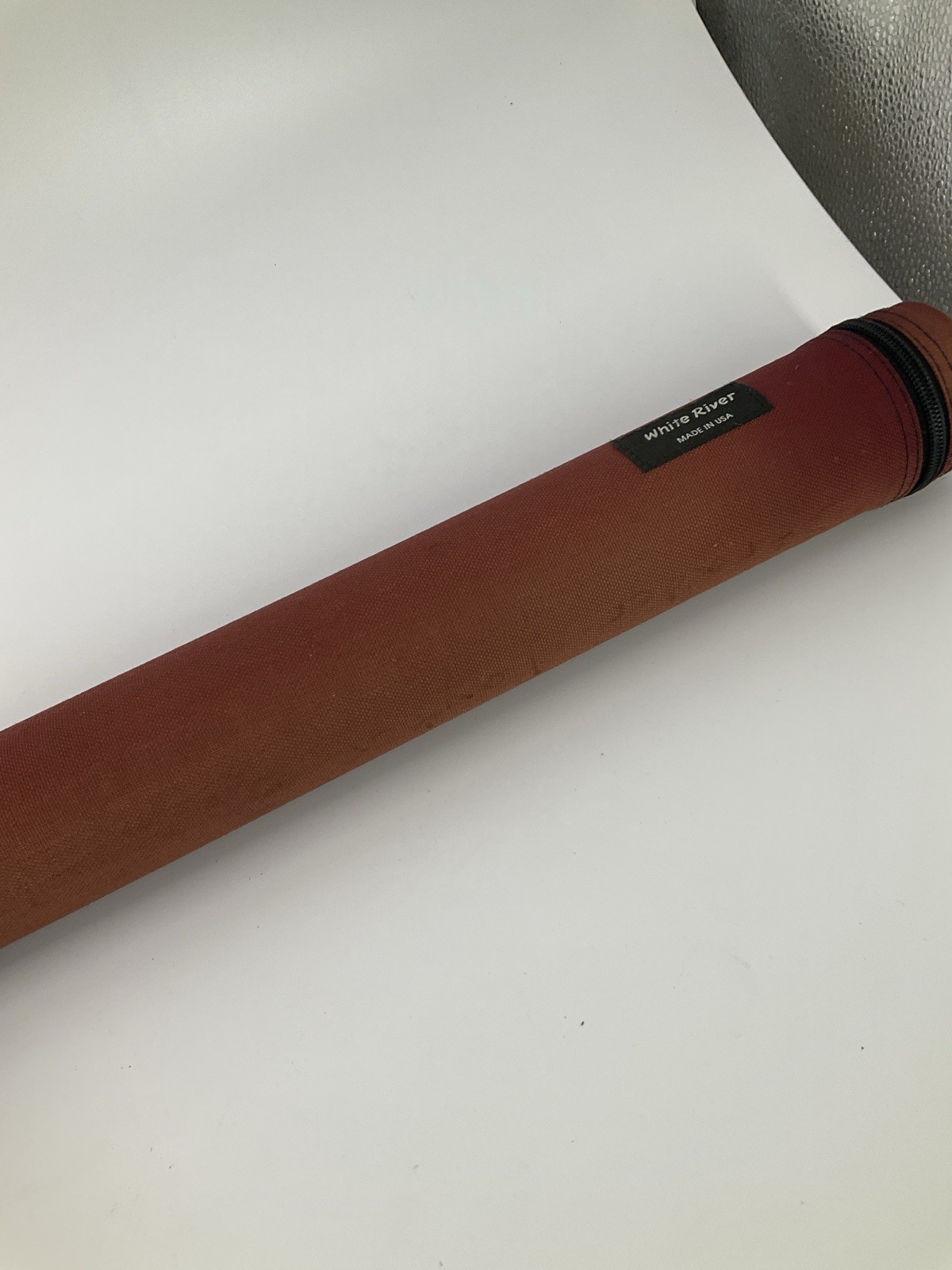 Vintage White River Fly Rod Carrying Case Tube Rod Holder Red 48″ Zipper