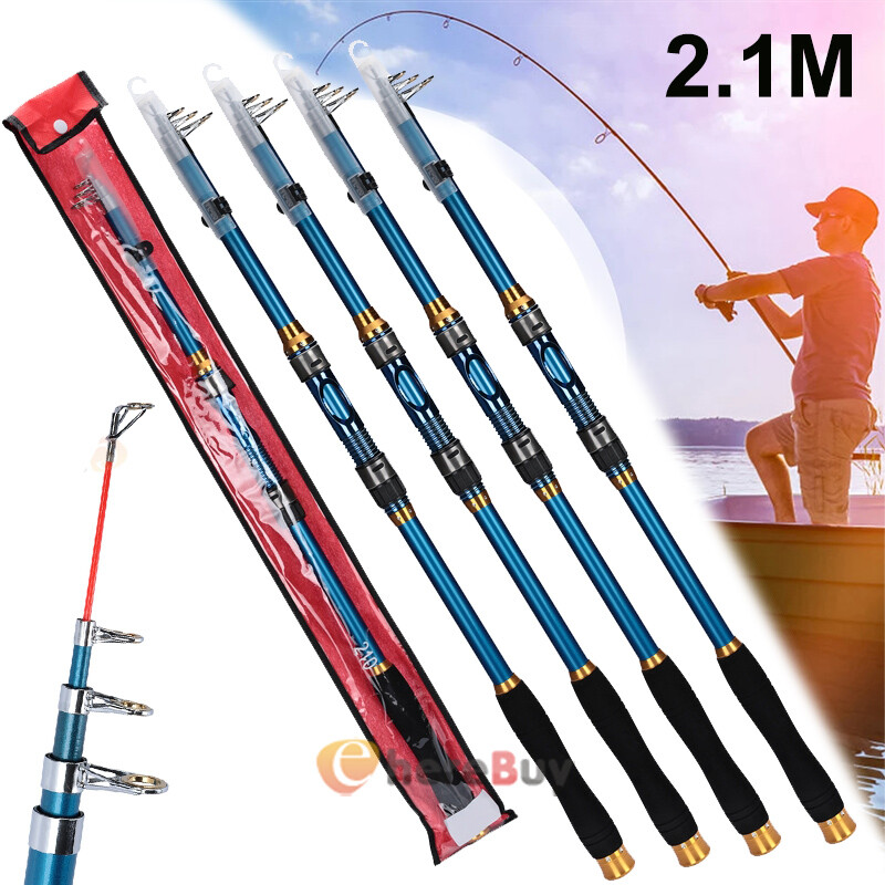 Lot 2.1m Carbon Telescope Fishing Rod Sea Spinning Pole Freshwater Saltwater