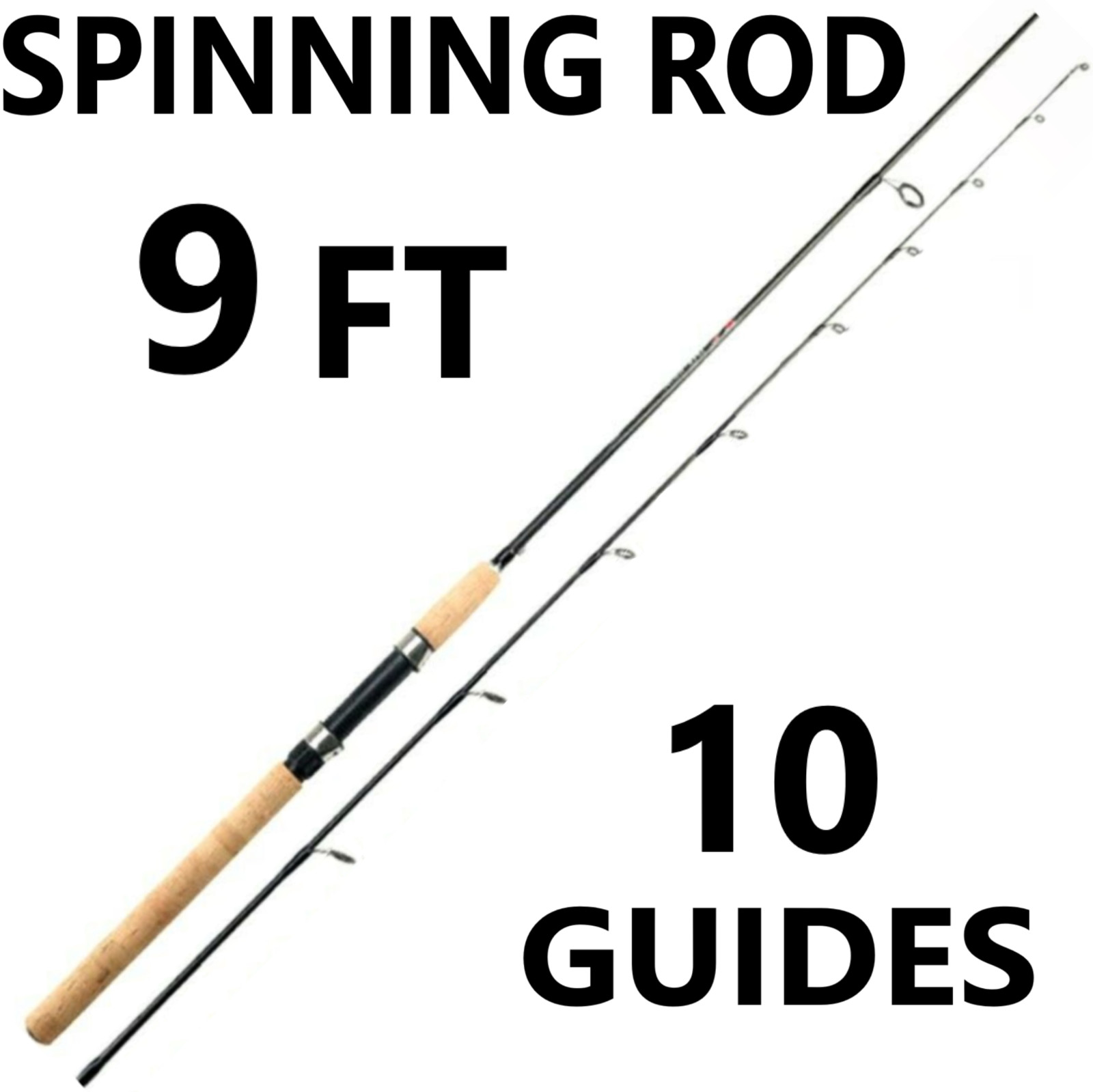 Fishing Pole Spinning Rod Carbon Fiber Portable Medium Fast Lightweight 8ft, 9ft