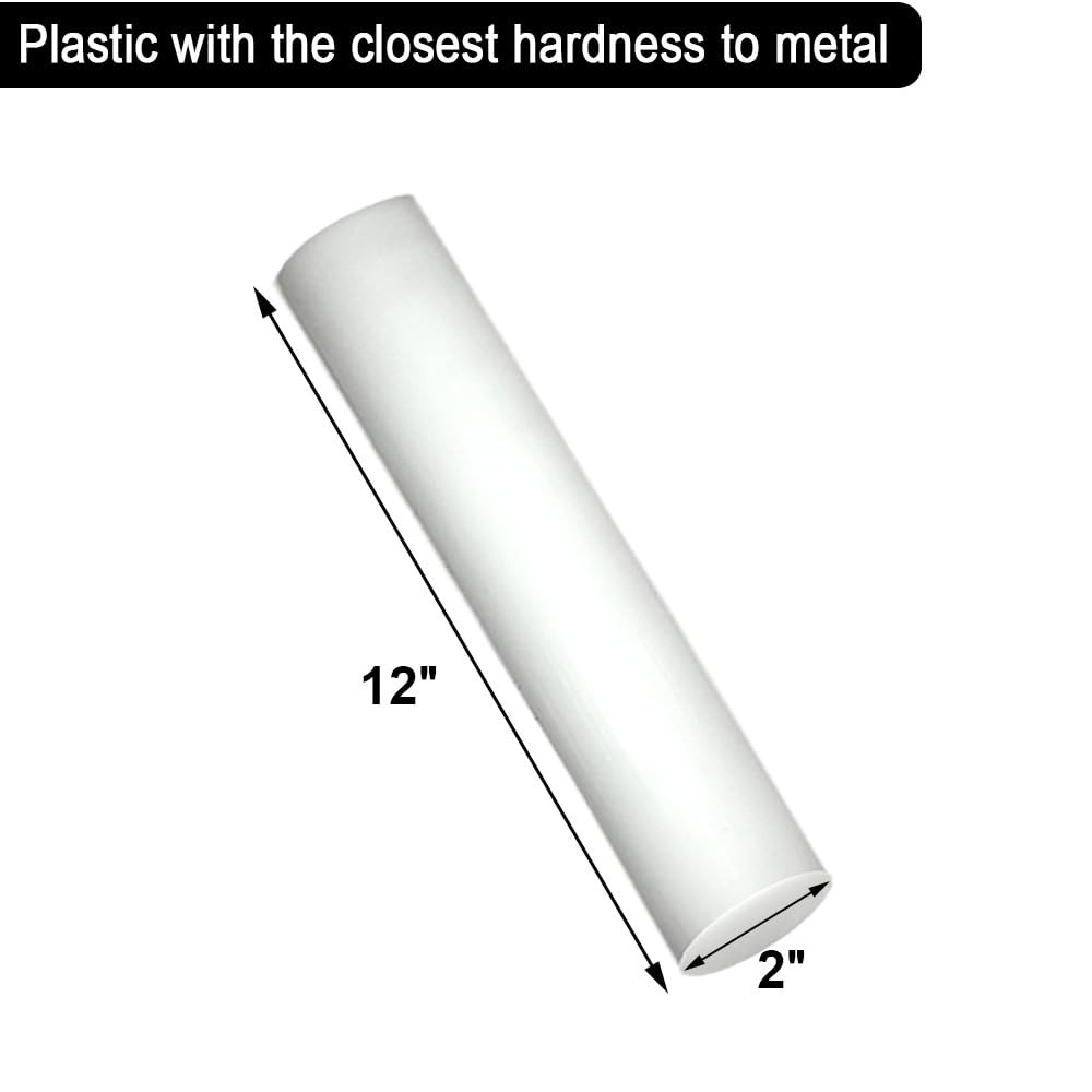 Round Acetal Copolymer Rods 2×12 Inch Opaque White POMC Plastic 1 PCS