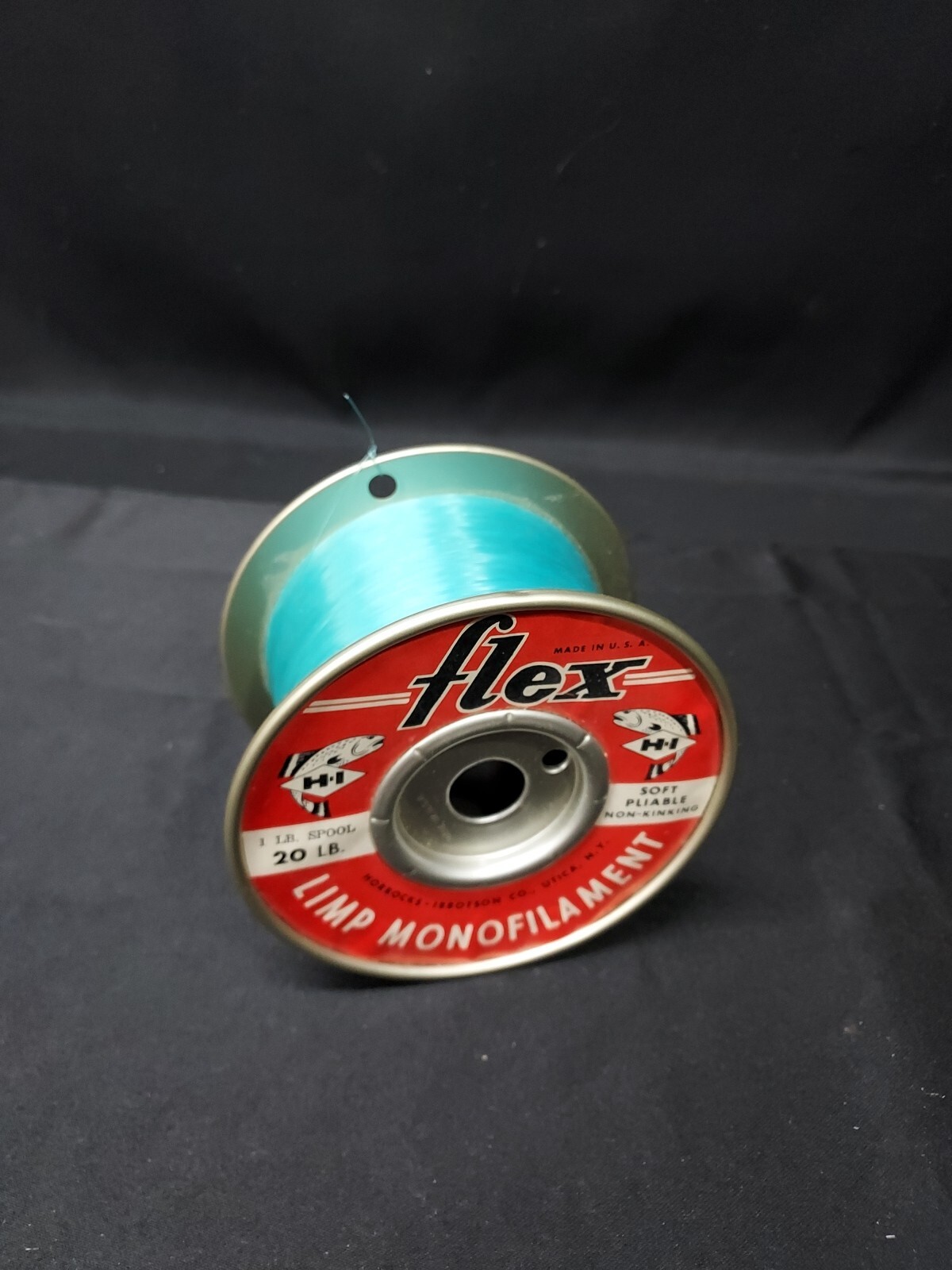 Vintage Flex Fishing Line Limp Monofilament 20 lb Line On Metal Spool Made USA