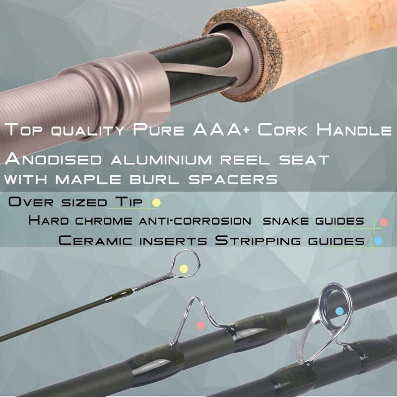 Aspire 5/6/8wt Fly Fishing Rod 9FT Fast Action 40T Carbon with Cordura Tube
