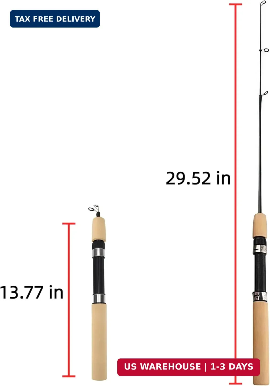 Ice Fishing Rod, Jig Pole & Rod Blanks Winter Outdoor Use, Spinning & Casting Co