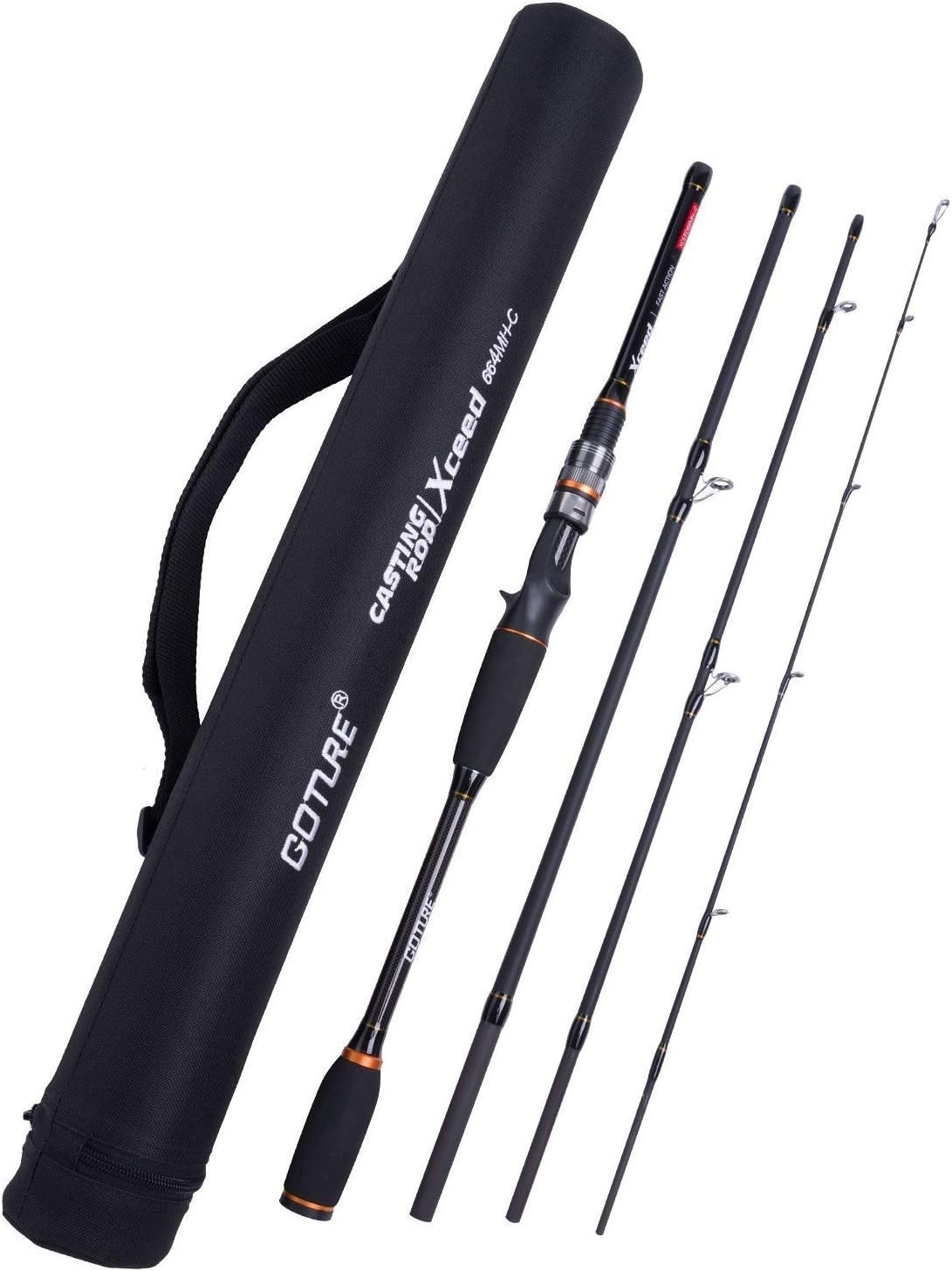 Sensitive 8ft 4pc Carbon Fiber Casting Fishing Rod w/Corrosion Resistant Guides