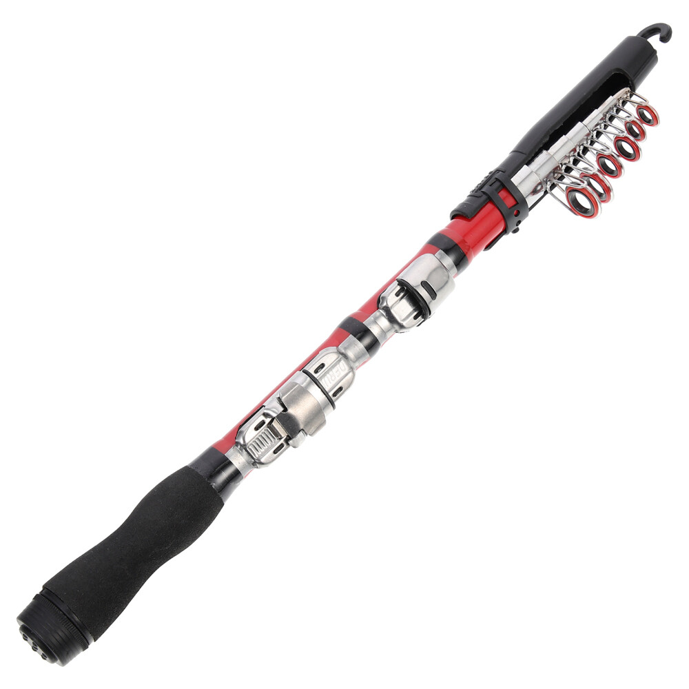 Red Telescopic Rod Fishing Compact Scientific Structure Travel Fishing Rod