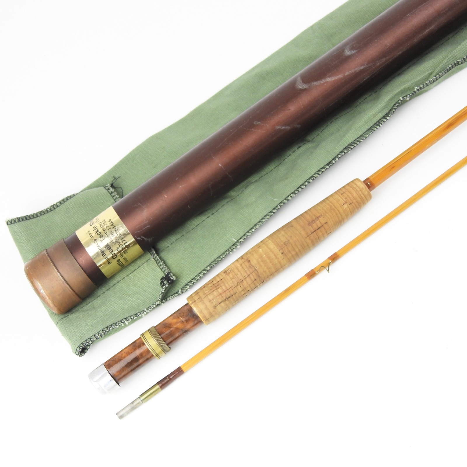 Phil Baldacchino Kettle Creek Tackle Bamboo Fly Rod. 7’ 6”. 4-5wt. W/ Tube.