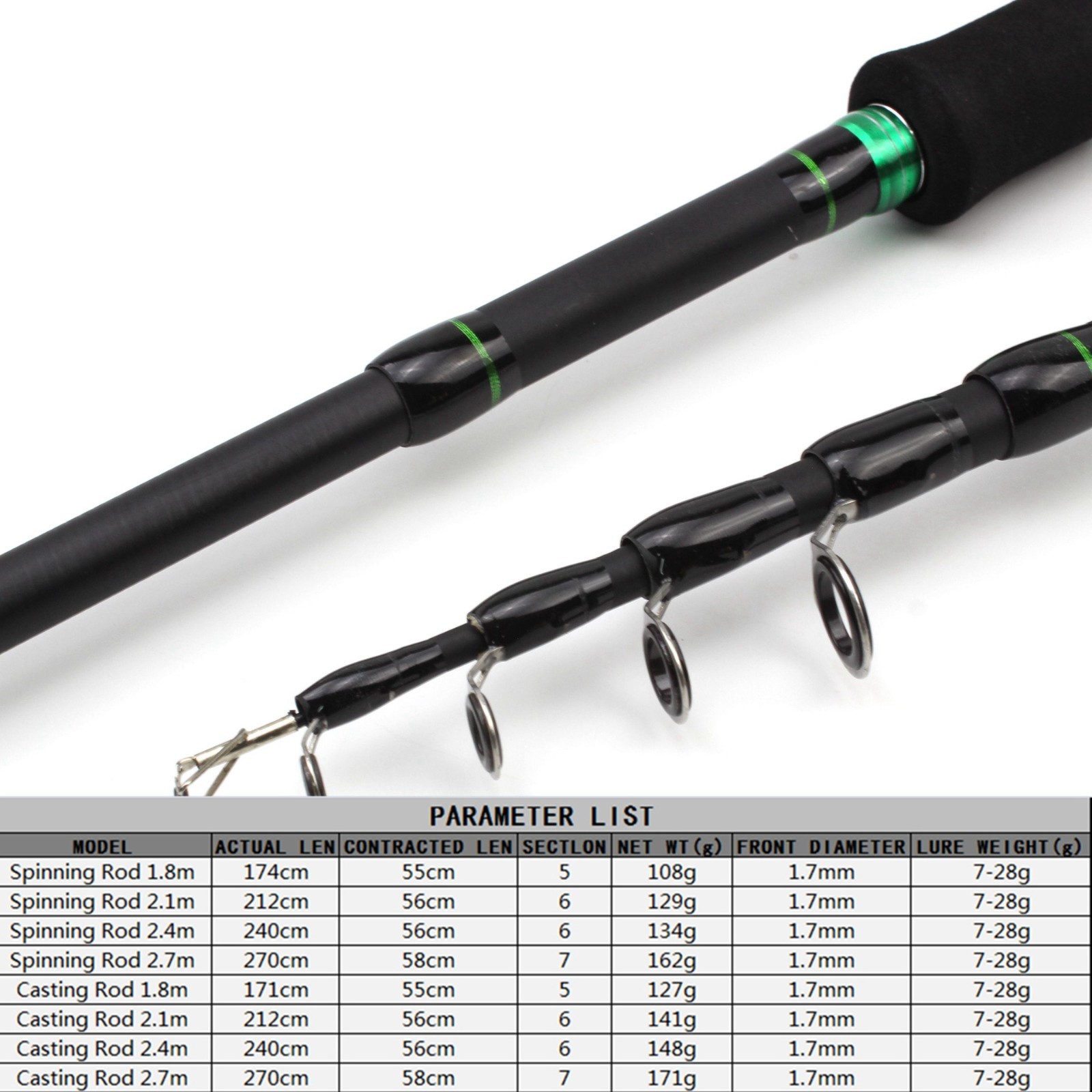 Telescopic Fishing Rod Carp Carbon Fiber Rod 1.8/2.1/2.4/2.7M Fishing Pole Trave