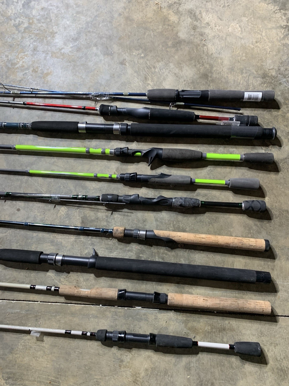 LOT OF 10 BASS PRO SHOPS FISHING RODS (BROKEN)