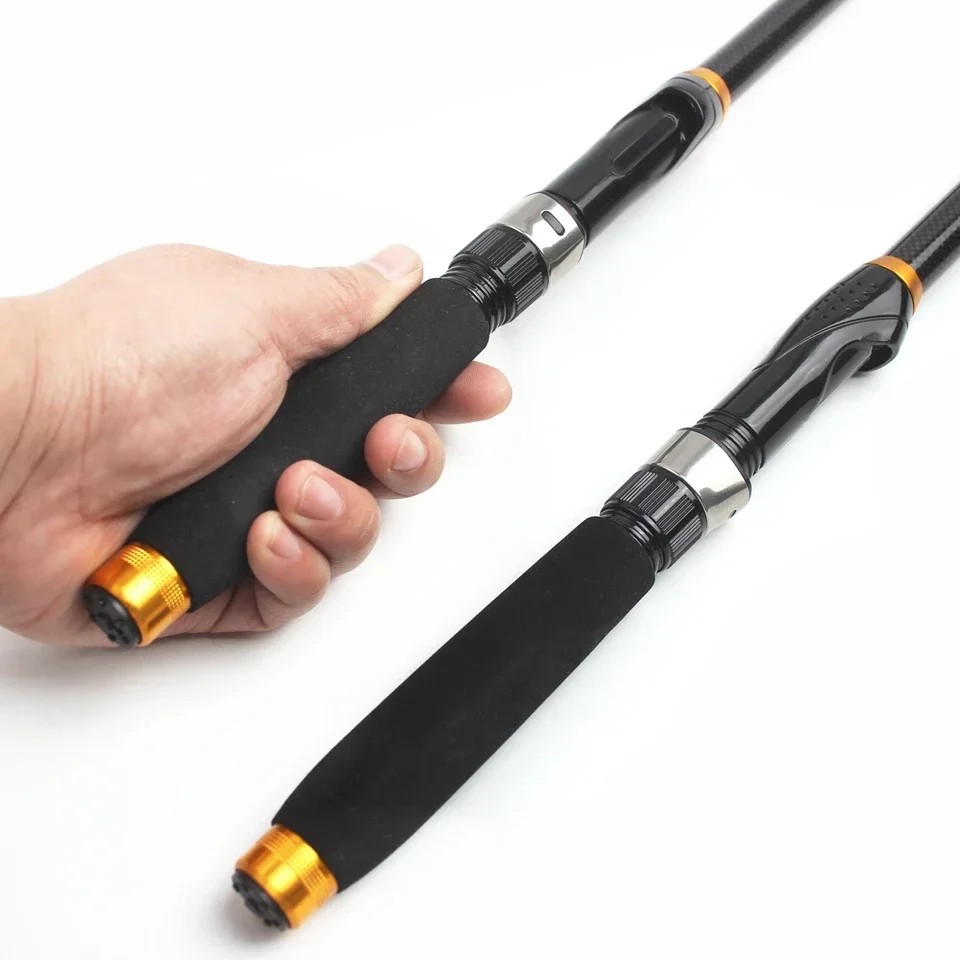 Carbon Fiber Fishing Rod Short Pocket Portable Spinning Rod Lure Pole Telescopic