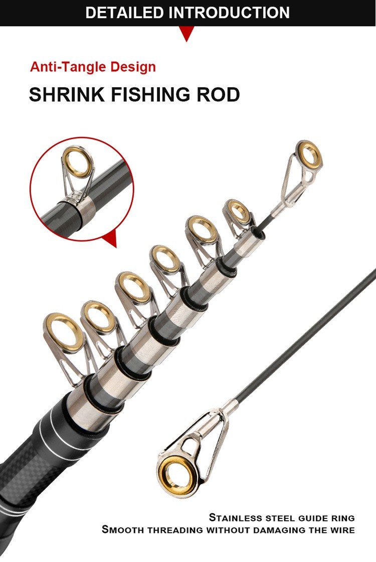 Telescopic Fishing Rods 1.8M-3.0M Spinning Casting Carbon Fiber Pole Fishing Rod