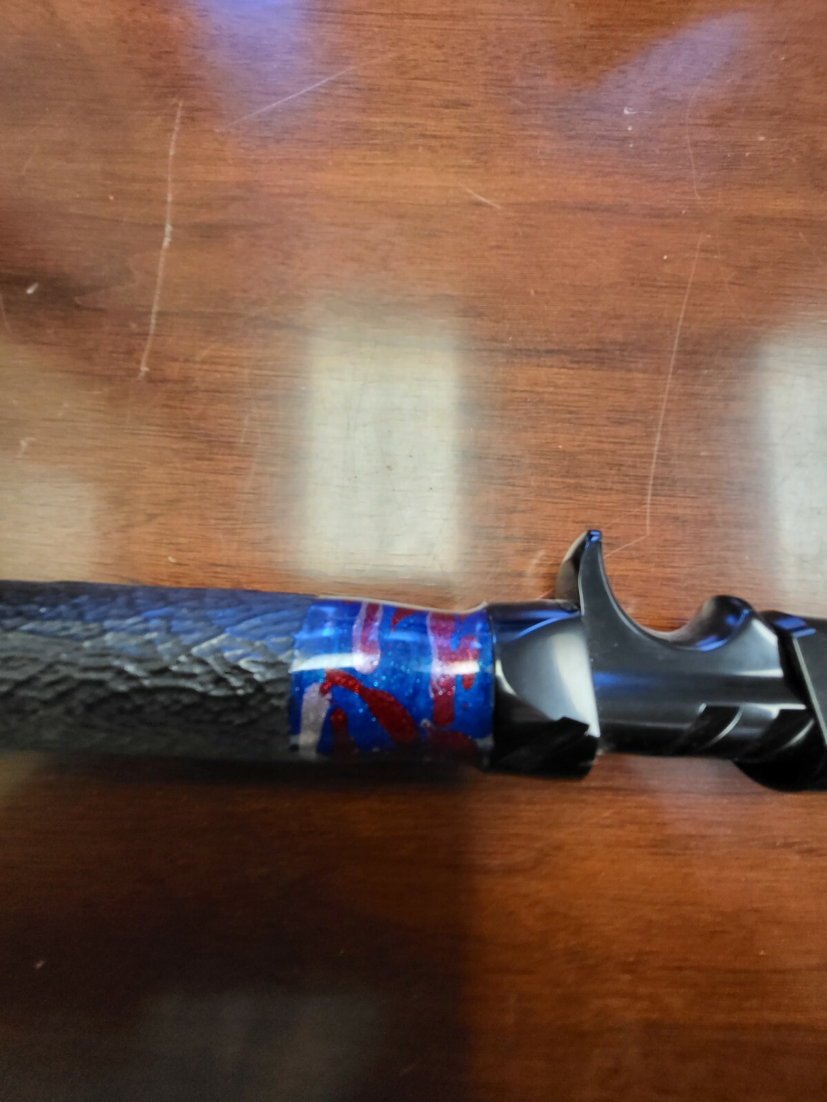 Custom Fishing Rod with Real Shark Skin Grips and Awesome Paint Job