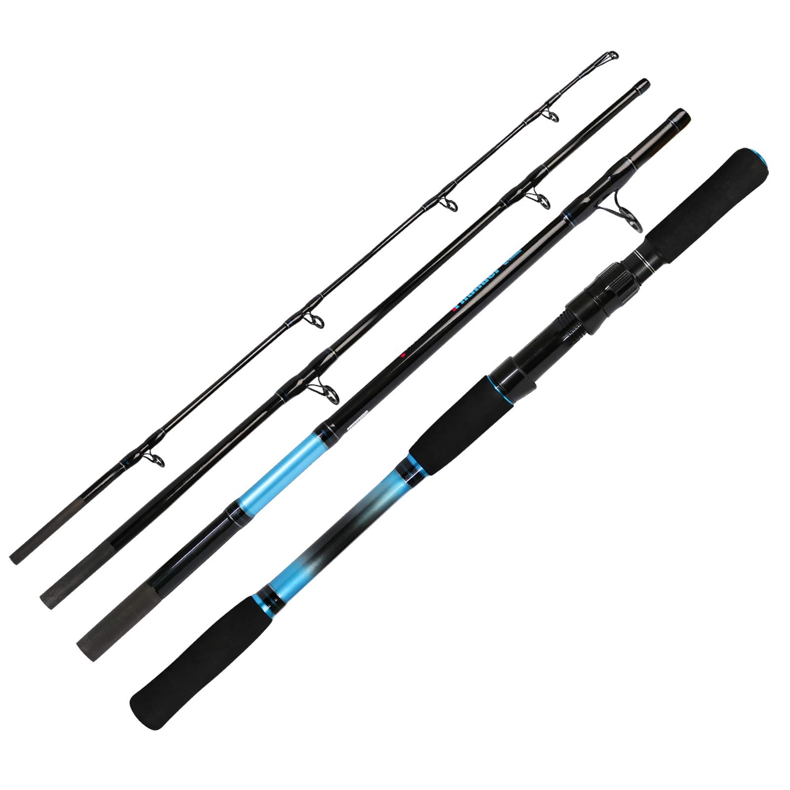 Fiblink 4-Piece 7-Feet Carbon Fiber Boat Fishing Rod H(30-50lbs), Blue