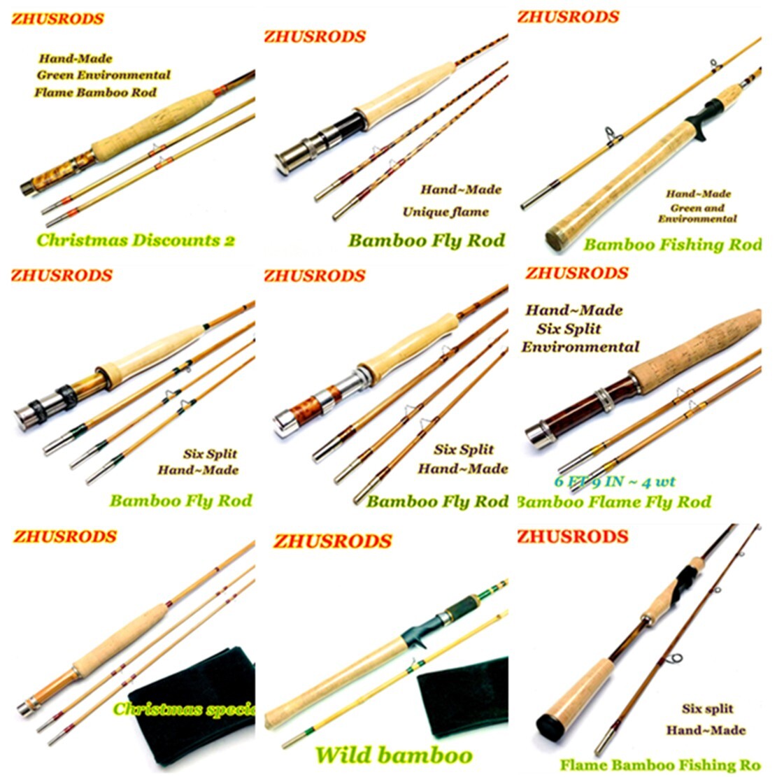 Cattanach 6’0″ ~ 2 wt / ZHUSRODS Flame Bamboo Fly Rods / Fly Fishing Rods