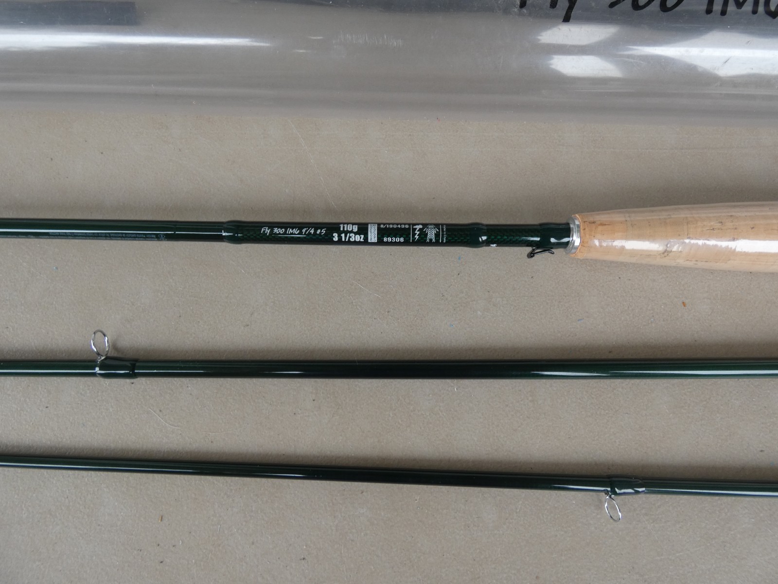 GEOLOGIC 9′ 5wt 4 Pc Classic Action IM6 3 1/3 Oz Fly Rod Green Black Matte