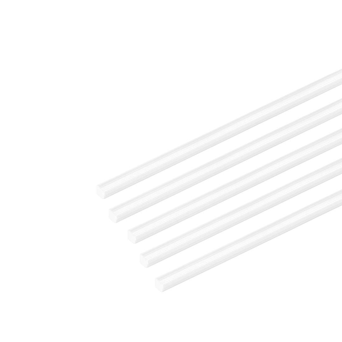5pcs White ABS Plastic Square Rods 3x3mmx10in for Model Building & DIY