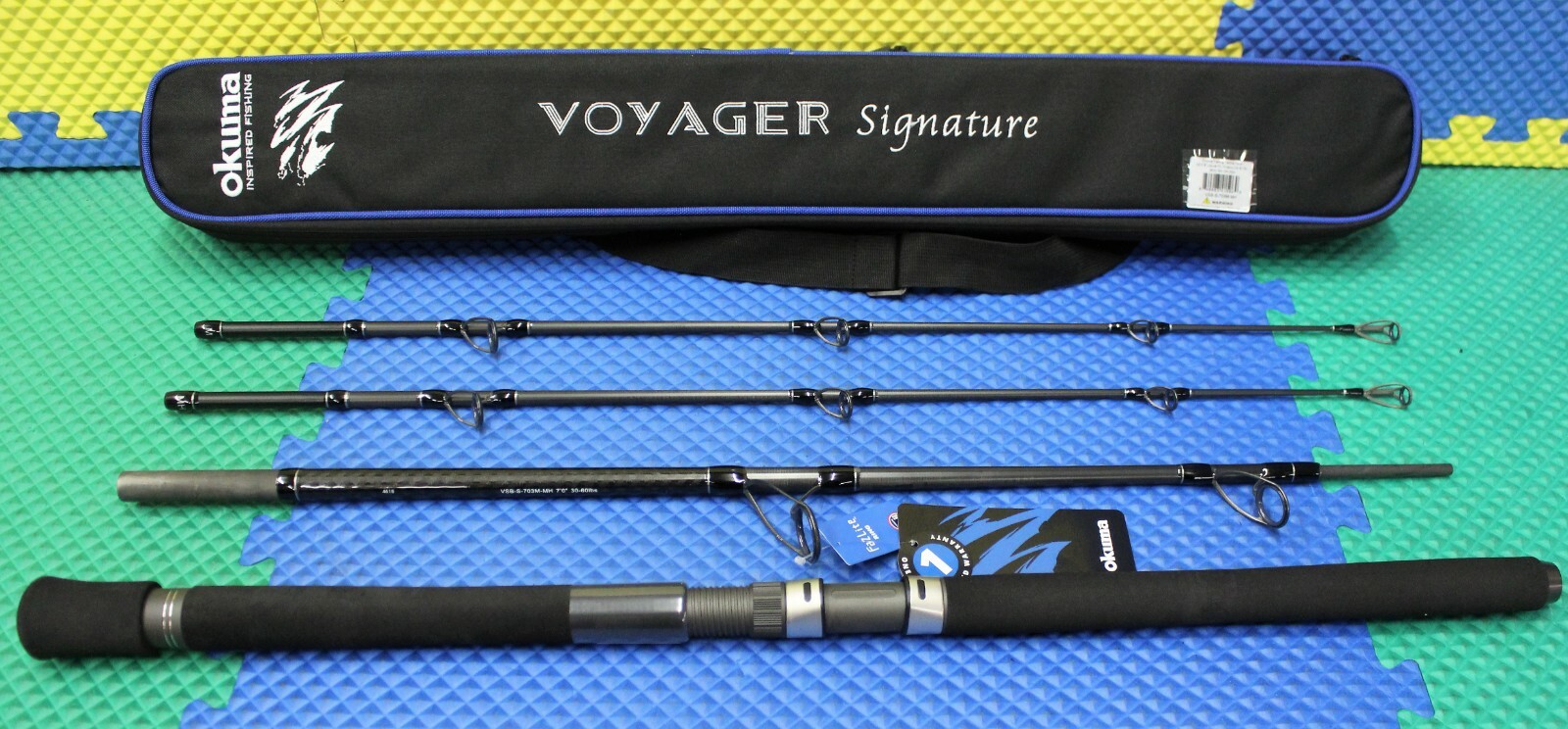 Okuma Voyager Signature Boat Rod 7′ 0″ 3-Pc W/Soft Case 2 Rod Tips VSB-S-703M-MH