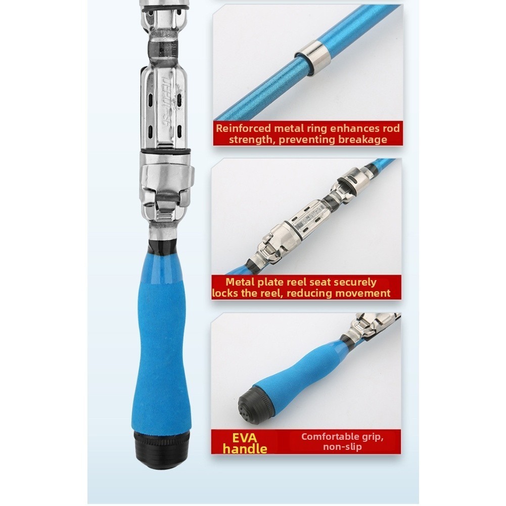 Telescopic Fishing Rod for Anglers 5 Sections 31cm Collapsed Fiberglass