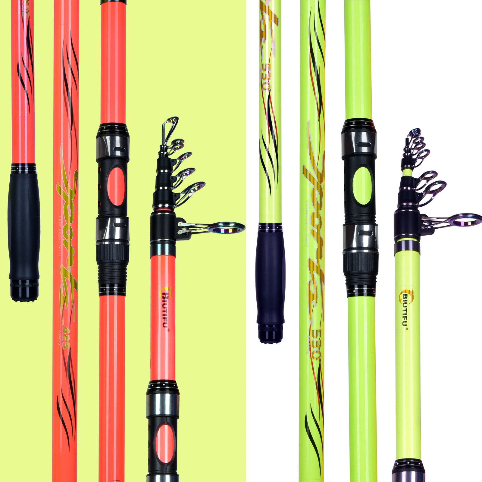 BIUTIFU Telescopic Surf Fishing Rod 4.2-5.0m Carbon Fiber Heavy Casting 80-200g