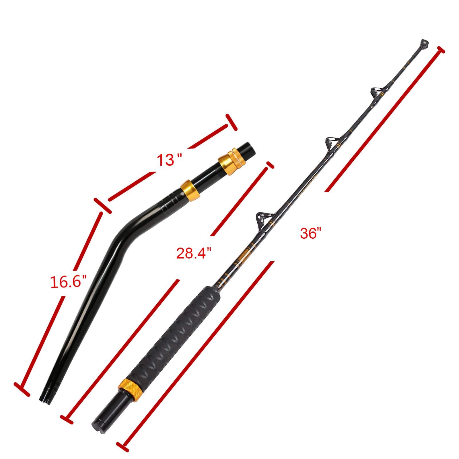 Bent Butt Fishing Rod 2-Piece Saltwater Offshore Trolling Rod Big Game Roller…