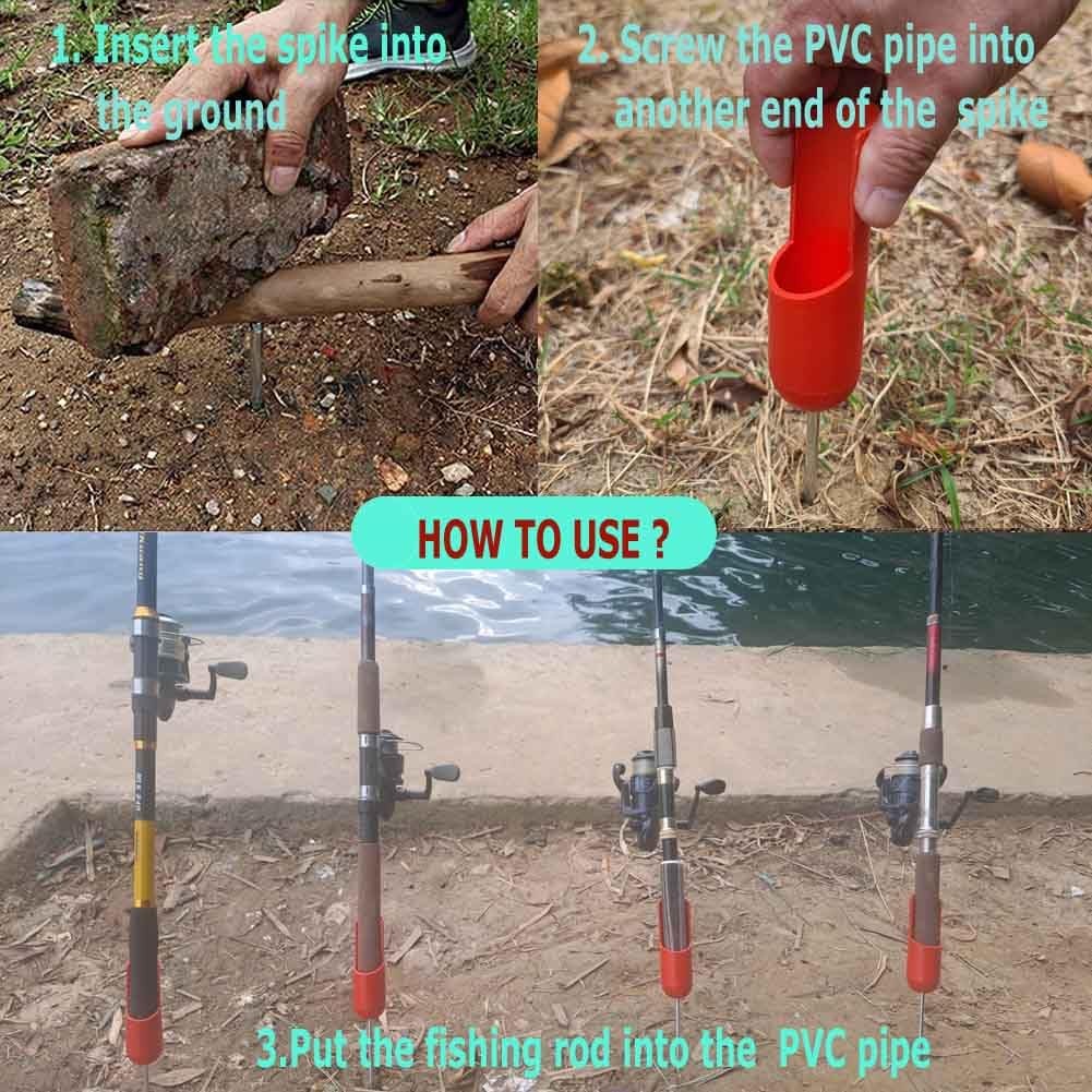 FASPLORE 4-Pack Fishing Pole Holders Ground, Rod Holder, Medium, red