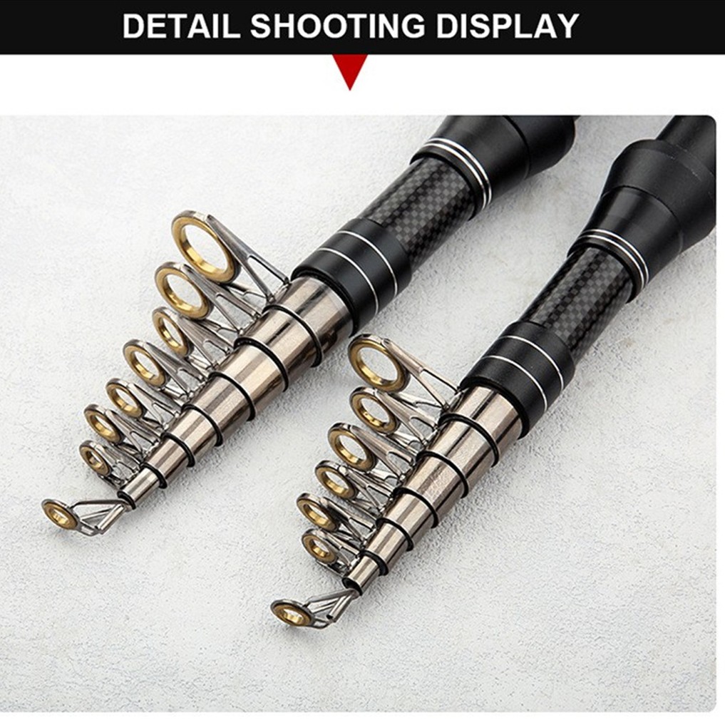 Carbon Fiber Telescopic Fishing Rod Pole Reel Combo Sea Saltwater Freshwater