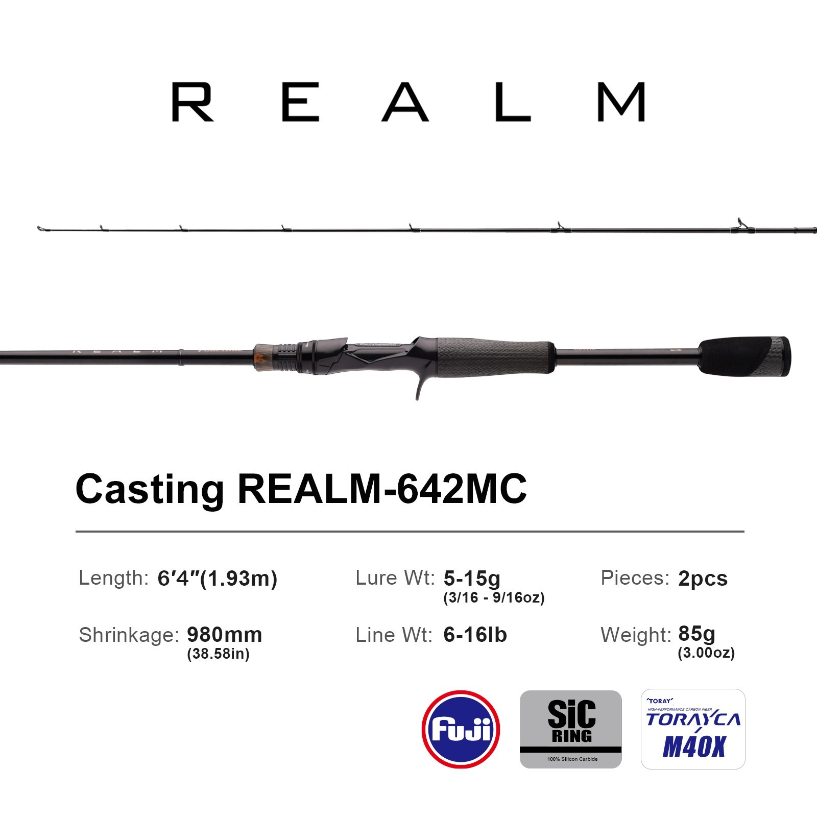 PURELURE REALM Bass Rod All M40X Toray Carbon Soft Bait EX F/F Action FUJI SIC