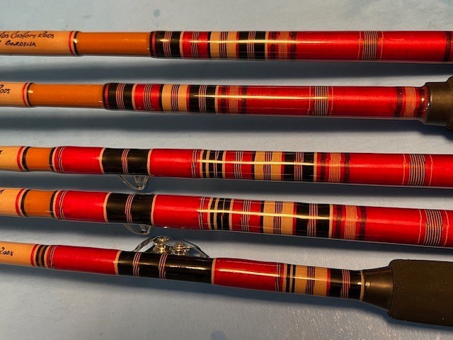 MATCHING SET OF 5 RARE CUSTOM BUILT CALSTAR FISHING RODS BY YO’S CUSTOM RODS