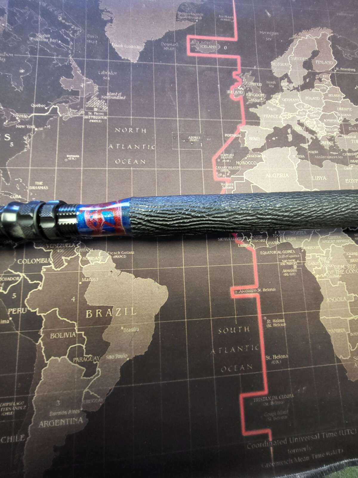 Custom Fishing Rod with Real Shark Skin Grips and Awesome Paint Job