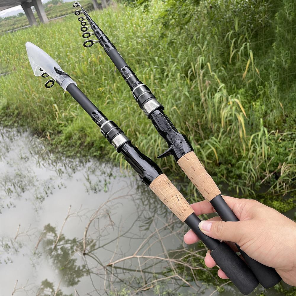 Ultra-Light Fishing Rod Carbon Fiber Spinning Casting Pole Handle Telescopic Sea