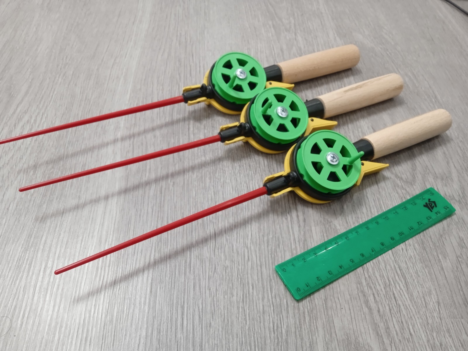 3 pcs Ice winter fishing rod ice vertical jig mormyshka wooden holder