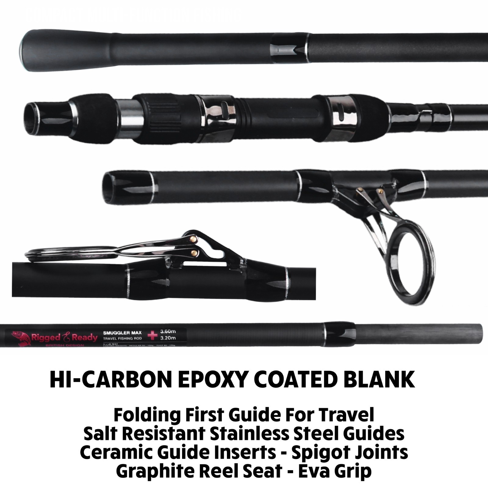 S Max Strong Predator Surf Compact Multi-use Travel Fishing Rod & Case 11’ 10”