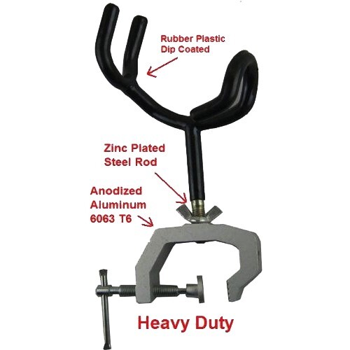 2 Pack Heavy Duty Fishing Rod Pole Rest Universal Boat Dock Clamp On Grip Holder